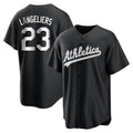Arlishia Athletics #23 Shea Langeliers Player Black&White Replica Stitched Jerseys