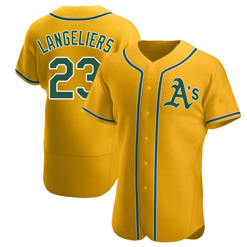 Arlishia Athletics #23 Shea Langeliers Player Gold Authentic Alternate Stitched Jerseys