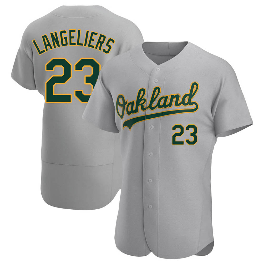 Arlishia Athletics #23 Shea Langeliers Player Gray Authentic Road Stitched Jersey