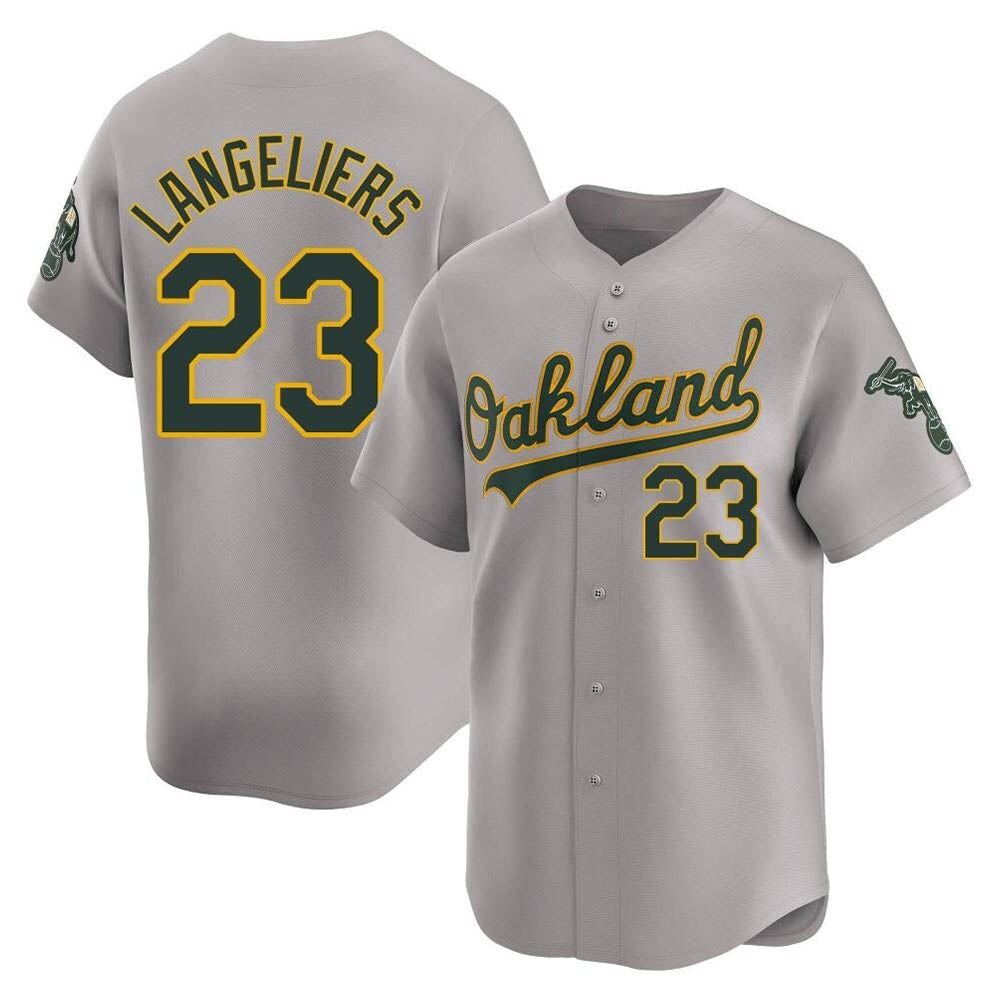 Arlishia Athletics #23 Shea Langeliers Player Gray Limited Away Stitched Jersey