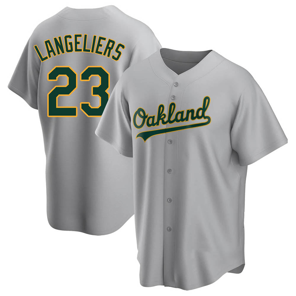 Arlishia Athletics #23 Shea Langeliers Player Gray Replica Road Stitched Jerseys