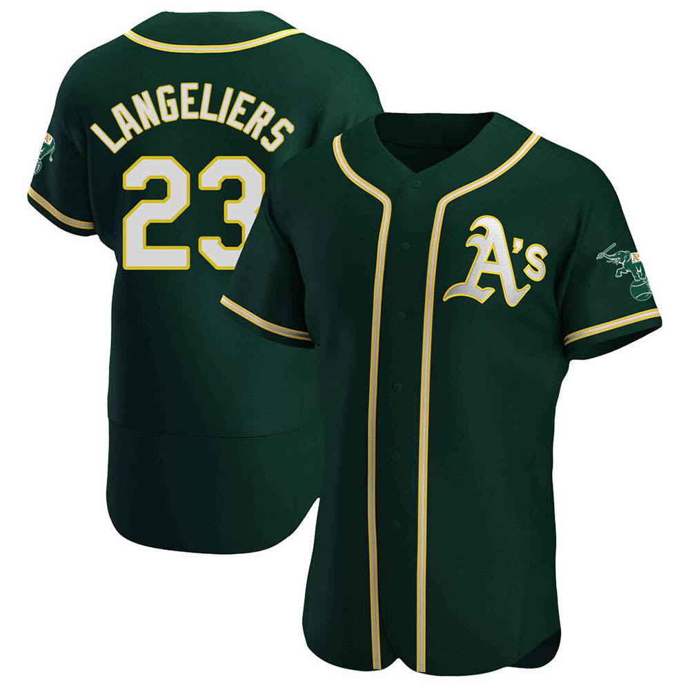 Arlishia Athletics #23 Shea Langeliers Player Green Authentic Alternate Stitched Jerseys