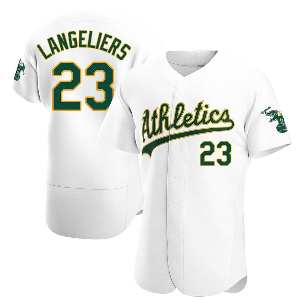 Arlishia Athletics #23 Shea Langeliers Player White Authentic Home Stitched Jersey
