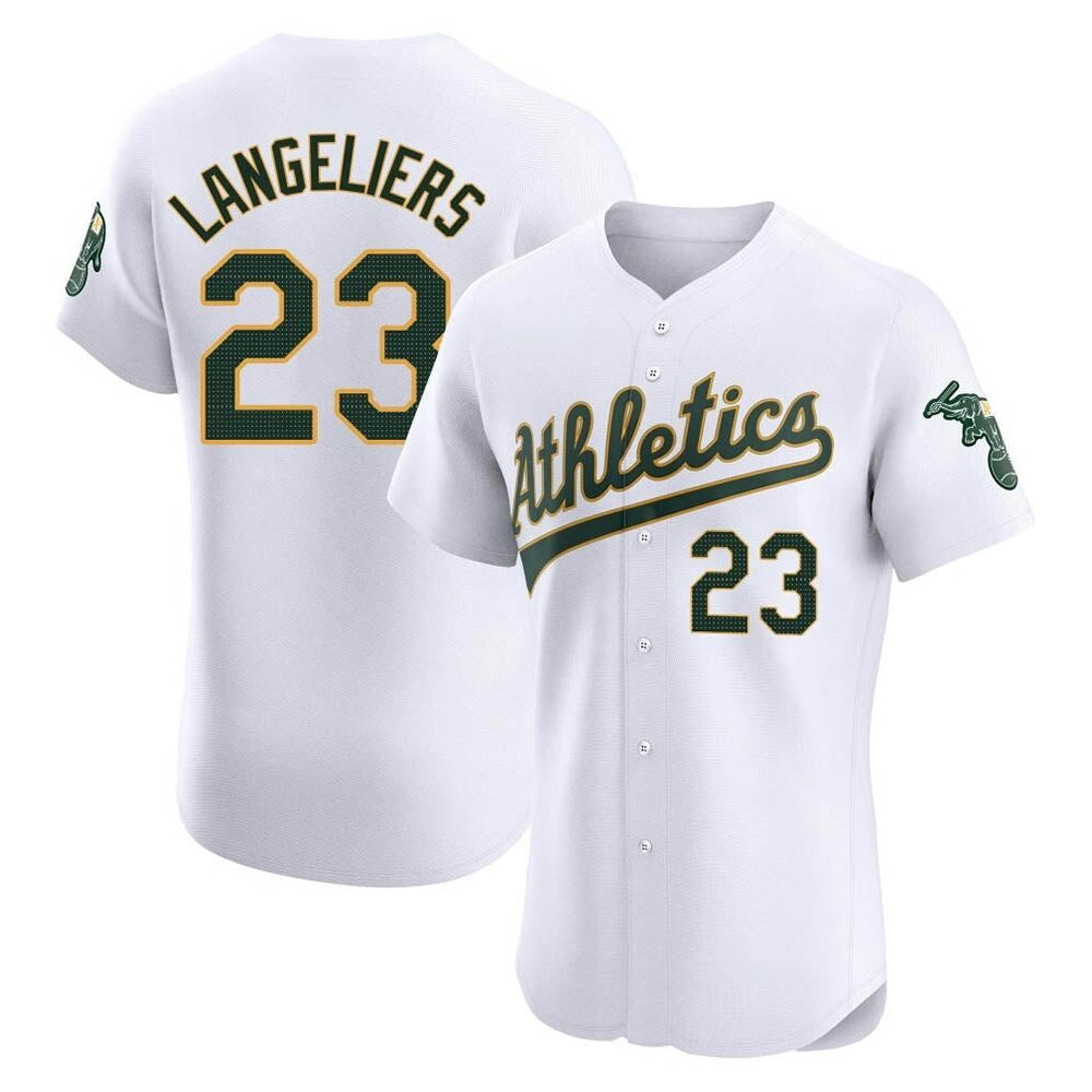 Arlishia Athletics #23 Shea Langeliers Player White Elite Home Stitched Jersey