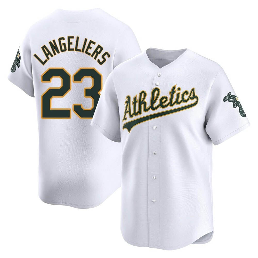 Arlishia Athletics #23 Shea Langeliers Player White Limited Home Stitched Jersey