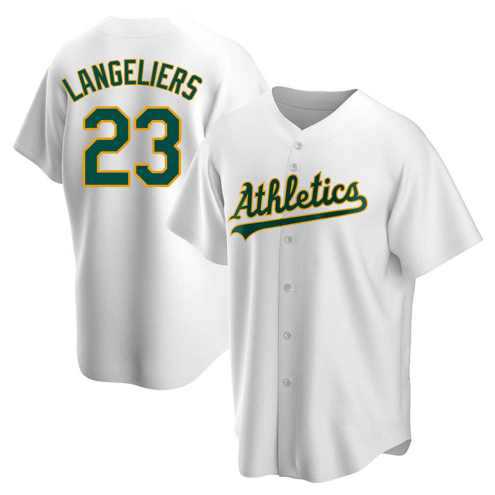 Arlishia Athletics #23 Shea Langeliers Player White Replica Home Stitched Jerseys