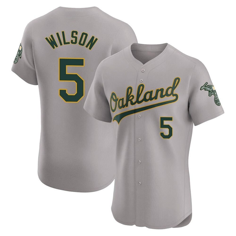 Arlishia Athletics #5 Jacob Wilson Gray Elite Road Stitched Jersey