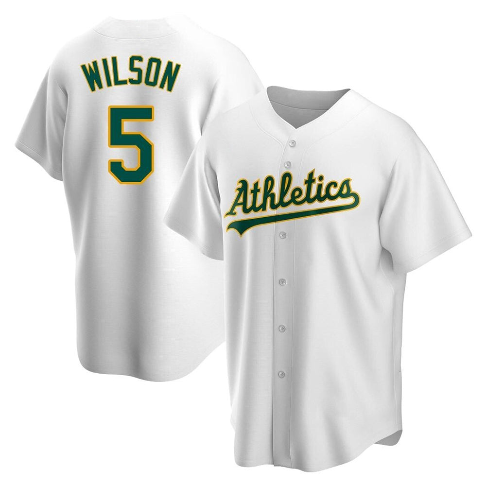 Arlishia Athletics #5 Jacob Wilson White Replica Home Stitched Jersey