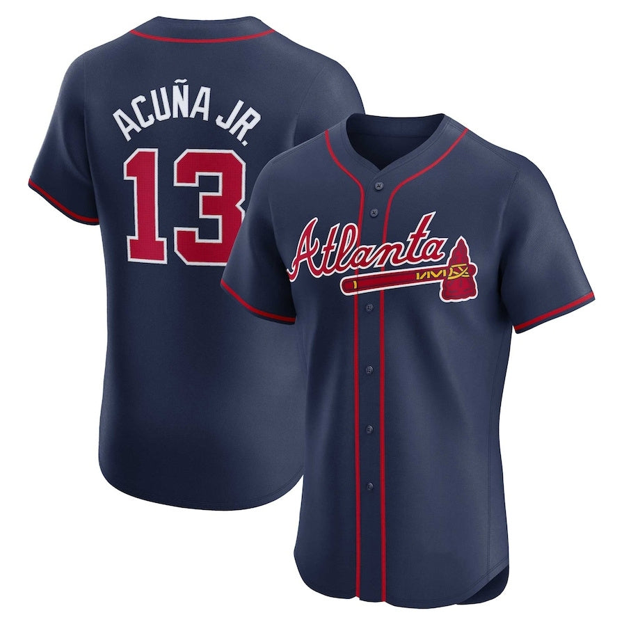 Arlishia A.Braves #13 Ronald Acuna Jr. Alternate Elite Player Jersey - Navy Personalized Jerseys