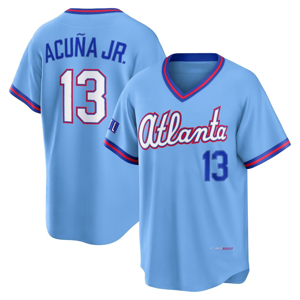 Arlishia A.Braves #13 Ronald Acuna Jr. Powder Blue 2026 City Connect Stadium Stitched Personalized Jersey