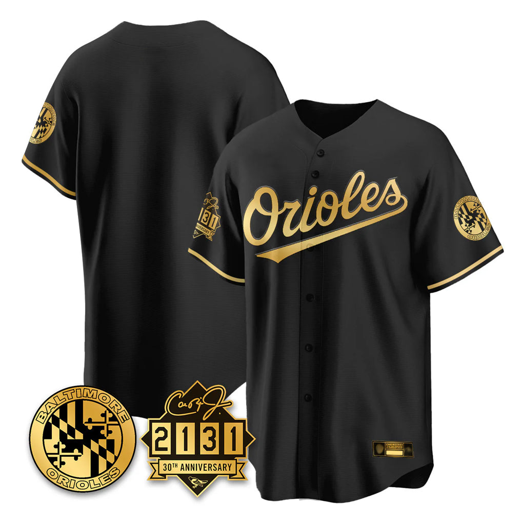 Arlishia B.Orioles Black Gold 30th Anniversary of 2131 Home Game Blank Player Stitched Jerseys