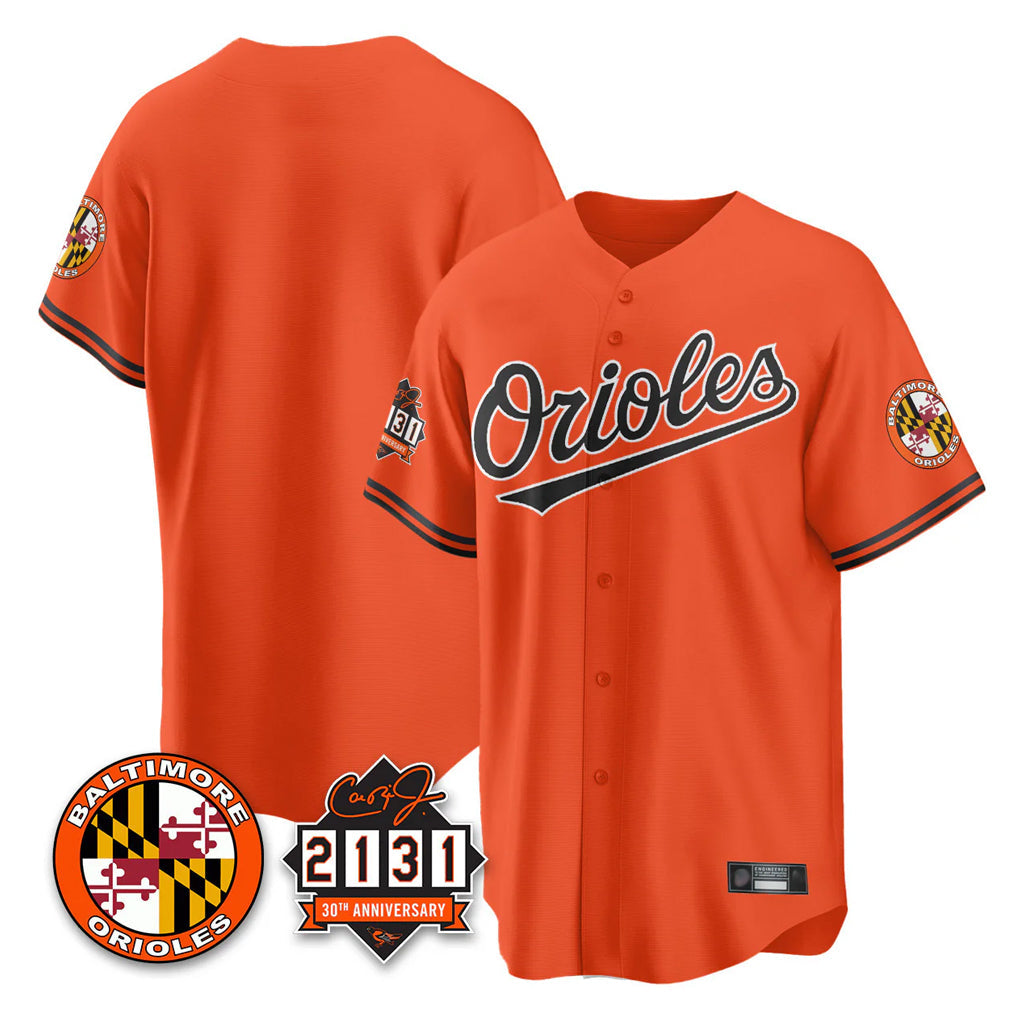 Arlishia B.Orioles Orange 30th Anniversary of 2131 Home Game Blank Player Stitched Jerseys