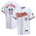 Arlishia B.Orioles #11 Jordan Westburg Player White USA 250 Fourth of July Home Game Stitched Jerseys