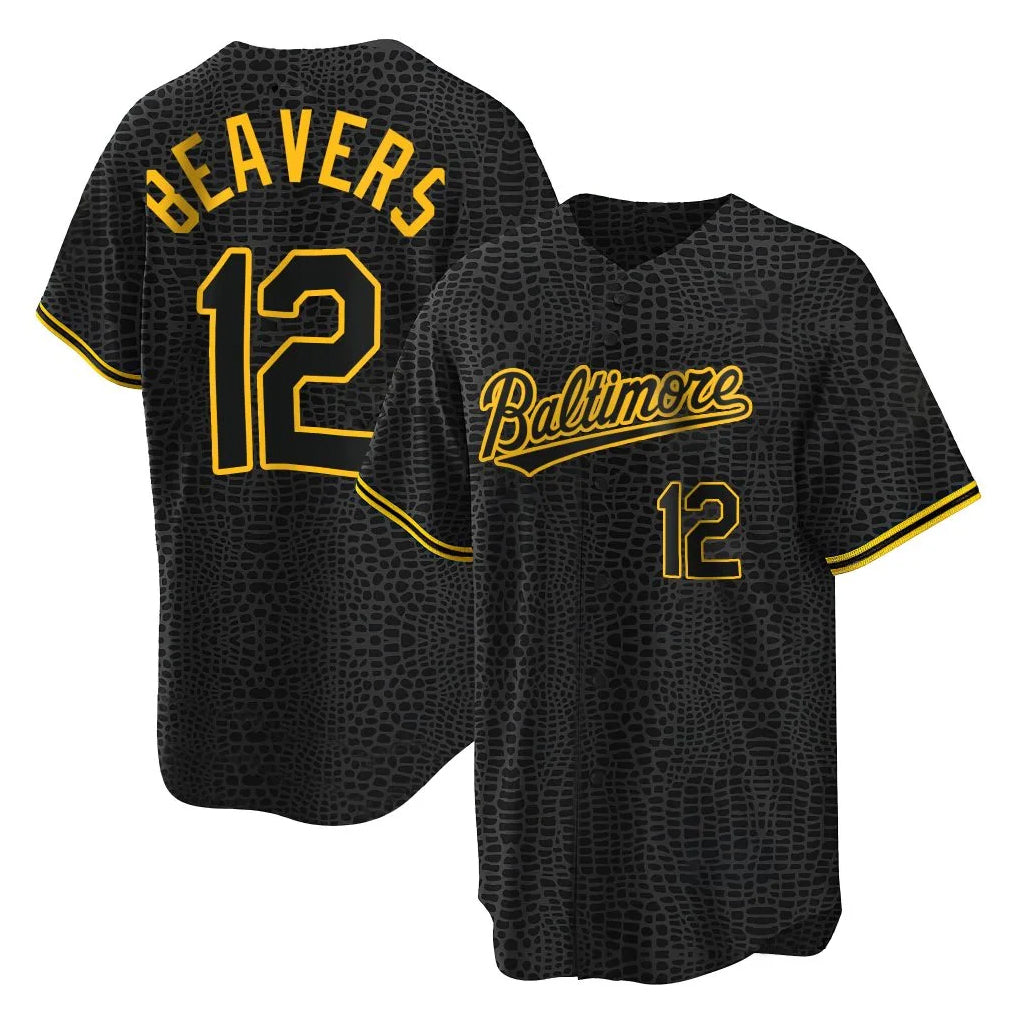 Arlishia B.Orioles #12 Dylan Beavers Player Black Snake Skin City Home Game Stitched Jerseys