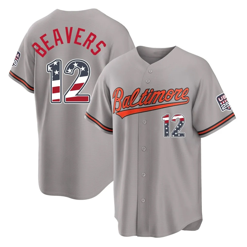 Arlishia B.Orioles #12 Dylan Beavers Player Gray USA 250 Fourth of July Home Game Stitched Jerseys