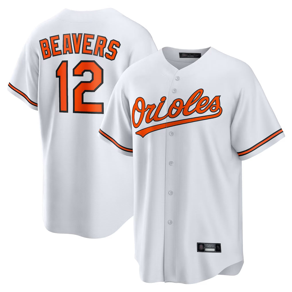 Arlishia B.Orioles #12 Dylan Beavers Player White Home Game Stitched Jerseys
