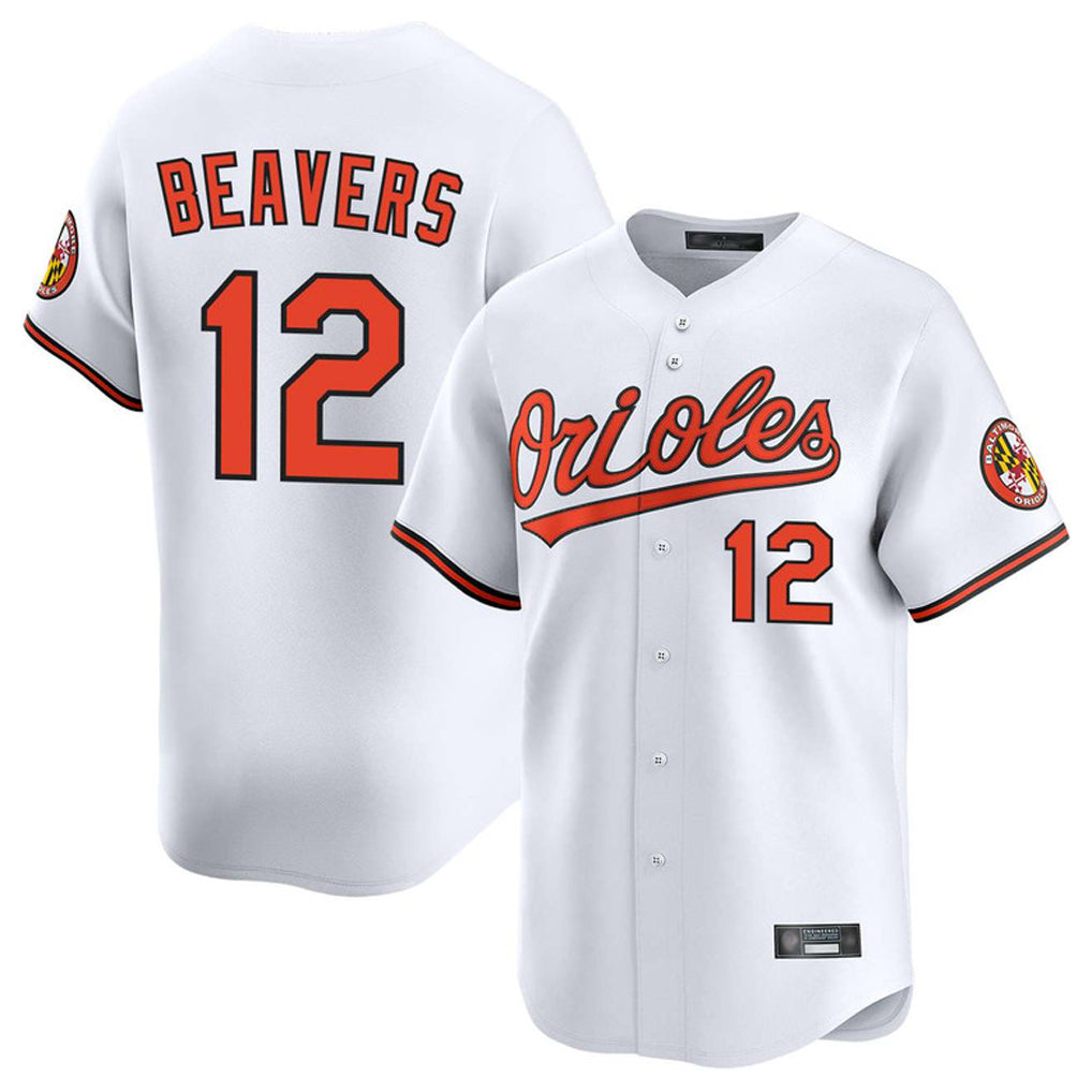 Arlishia B.Orioles #12 Dylan Beavers Player White Limited Home Game Stitched Jerseys