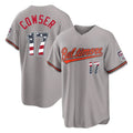 Arlishia B.Orioles #17 Colton Cowser Player Gray USA 250 Fourth of July Home Game Stitched Jerseys