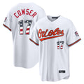 Arlishia B.Orioles #17 Colton Cowser Player White USA 250 Fourth of July Home Game Stitched Jerseys