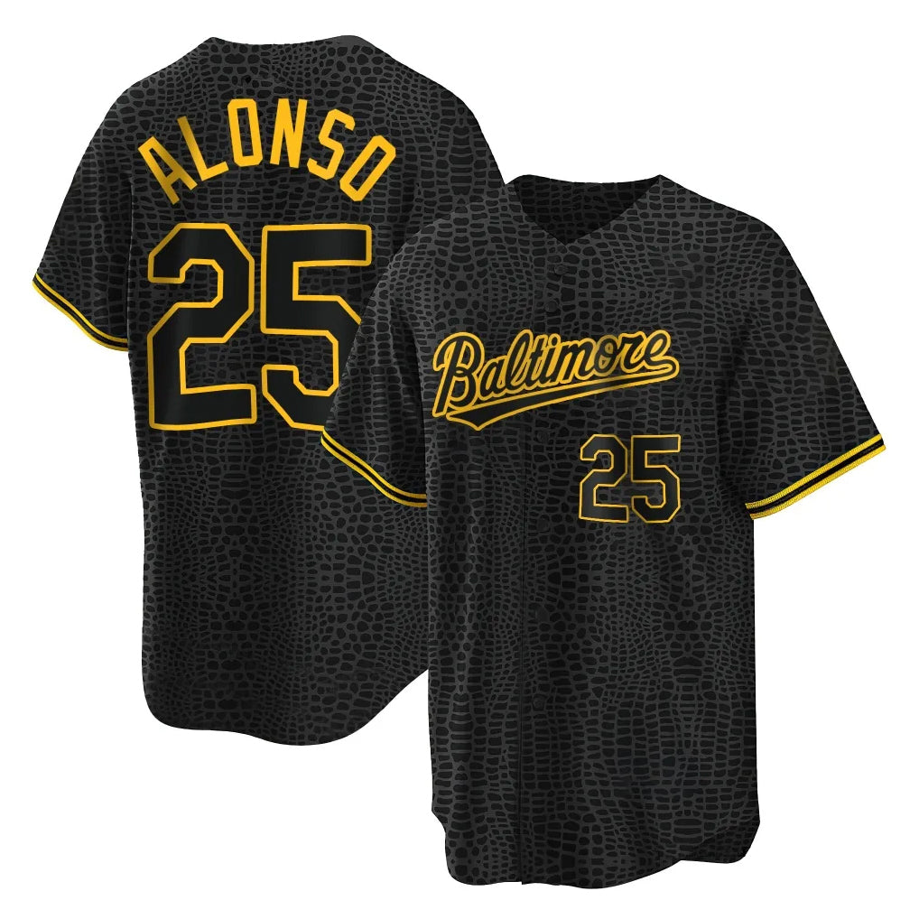 Arlishia B.Orioles #25 Pete Alonso Player Black Snake Skin City Home Game Stitched Jerseys