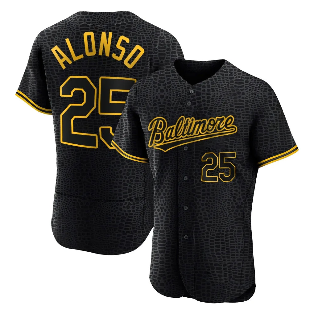 Arlishia B.Orioles #25 Pete Alonso Player Black Snake Skin City Limited Elite Home Stitched Jerseys