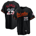 Arlishia B.Orioles #25 Pete Alonso Player Black USA 250 Fourth of July Home Game Stitched Jerseys
