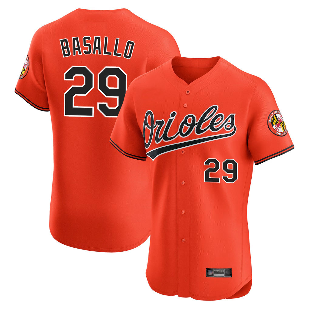 Arlishia B.Orioles #29 Samuel Basallo Player Orange Limited Elite Home Game Stitched Jerseys