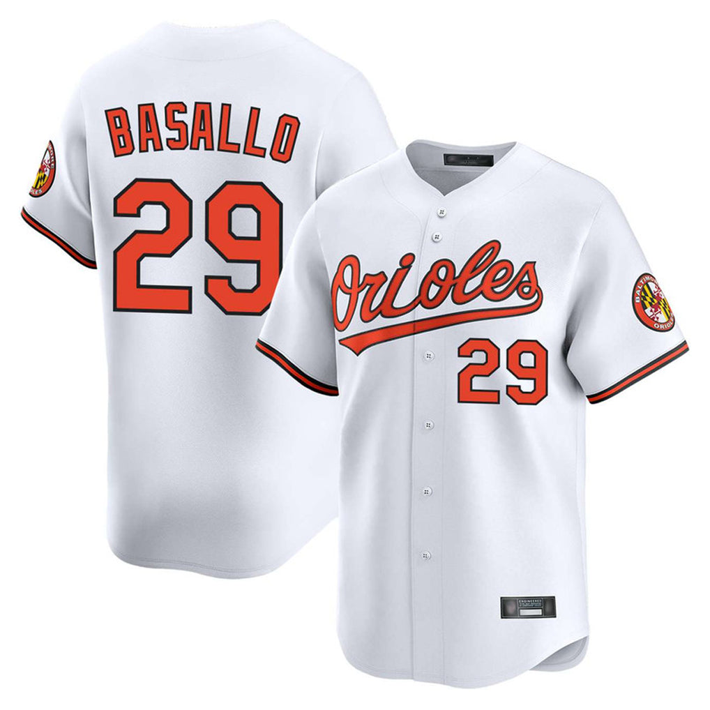 Arlishia B.Orioles #29 Samuel Basallo Player White Limited Home Game Stitched Jerseys