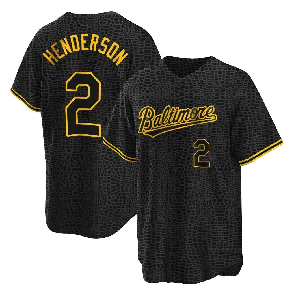 Arlishia B.Orioles #2 Gunnar Henderson Player Black Snake Skin City Home Game Stitched Jerseys
