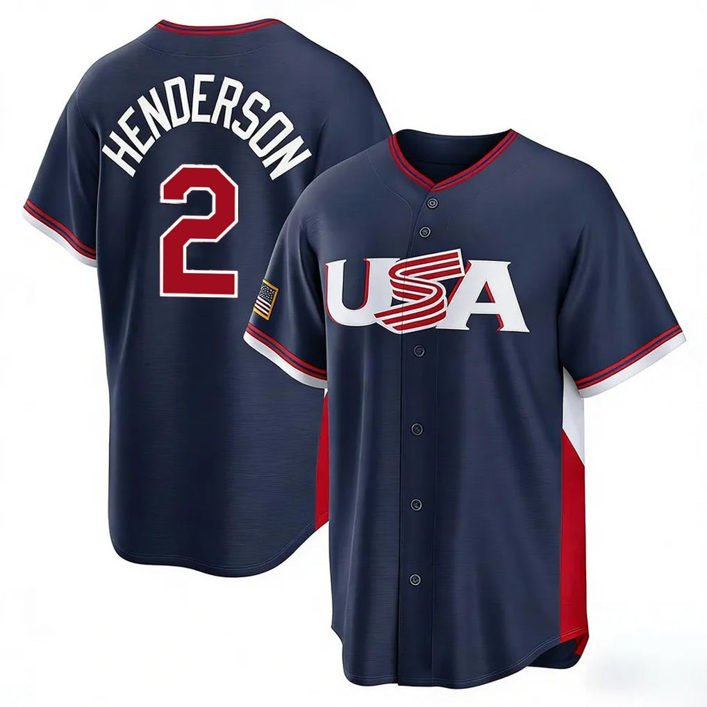 Arlishia B.Orioles #2 Gunnar Henderson Player Navy USA 2026 World Classic Home Game Stitched Jerseys