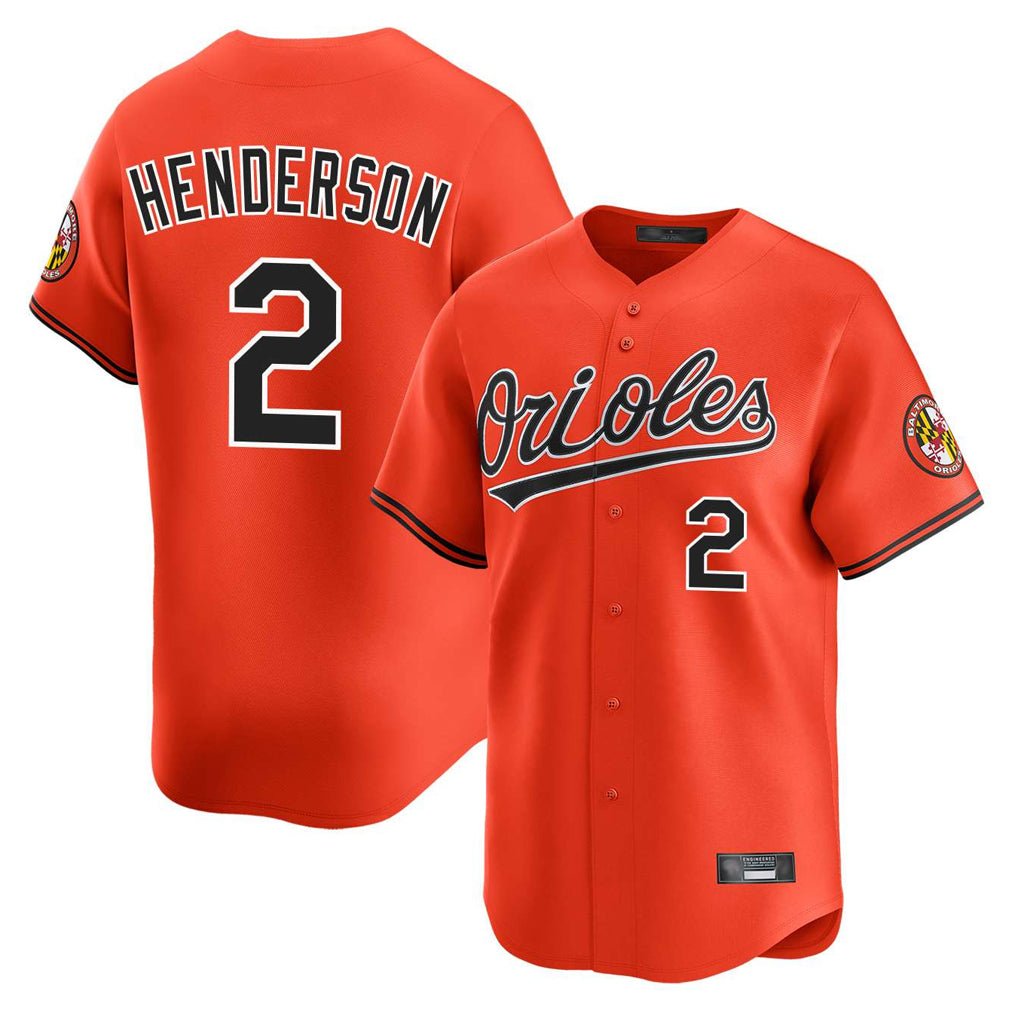 Arlishia B.Orioles #2 Gunnar Henderson Player Orange Limited Home Game Stitched Jerseys