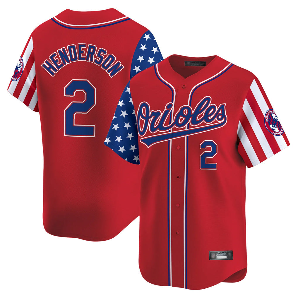 Arlishia B.Orioles #2 Gunnar Henderson Player Red Independence Day Vapor Premier Limited Home Game Stitched Jerseys