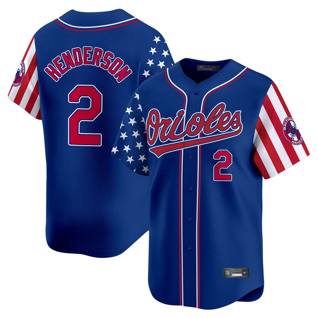 Arlishia B.Orioles #2 Gunnar Henderson Player Royal Independence Day Vapor Premier Limited Home Game Stitched Jerseys