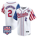 Arlishia B.Orioles #2 Gunnar Henderson Player White USA 250 Independence Day Vapor Premier Home Game Stitched Jerseys