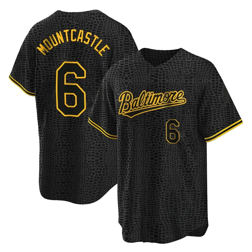 Arlishia B.Orioles #6 Ryan Mountcastle Player Black Snake Skin City Home Game Stitched Jerseys