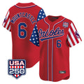 Arlishia B.Orioles #6 Ryan Mountcastle Player Red USA 250 Independence Day Vapor Premier Limited Home Game Stitched Jerseys