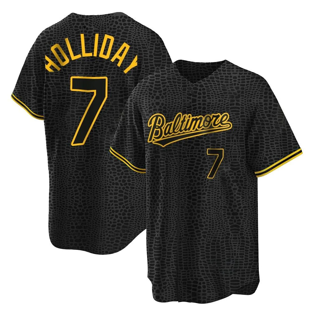 Arlishia B.Orioles #7 Jackson Holliday Player Black Snake Skin City Home Game Stitched Jerseys