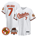Arlishia B.Orioles #7 Jackson Holliday Player White 30th Anniversary of 2131 Home Game Stitched Jerseys