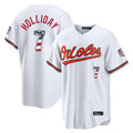 Arlishia B.Orioles #7 Jackson Holliday Player White USA 250 Fourth of July Home Game Stitched Jerseys