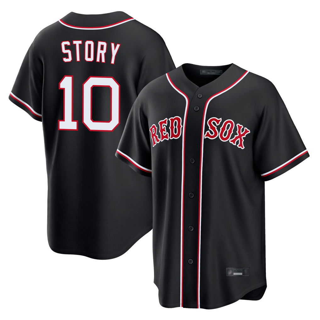 Arlishia B.Red Sox #10 Trevor Story Player Black Out Home Game Stitched Jerseys