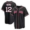 Arlishia B.Red Sox #12 Connor Wong Player Black Out Home Game Stitched Jerseys