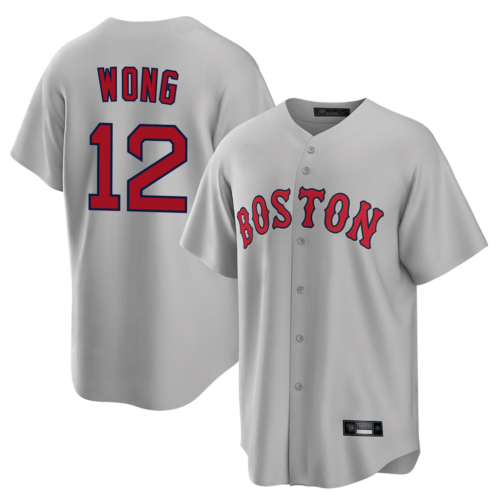 Arlishia B.Red Sox #12 Connor Wong Player Gray Road Home Game Stitched Jerseys
