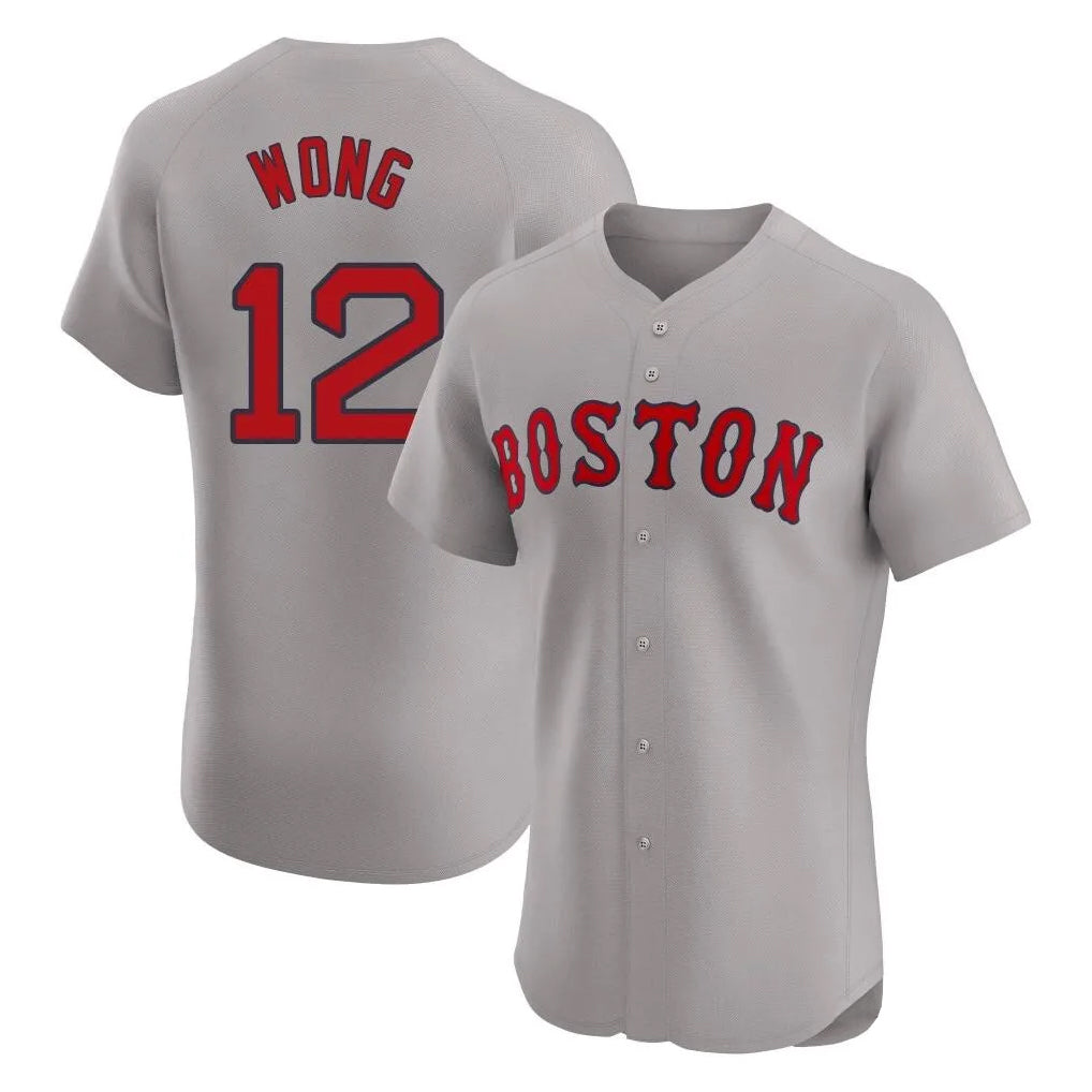 Arlishia B.Red Sox #12 Connor Wong Player Gray Road Limited Elite Home Game Stitched Jerseys
