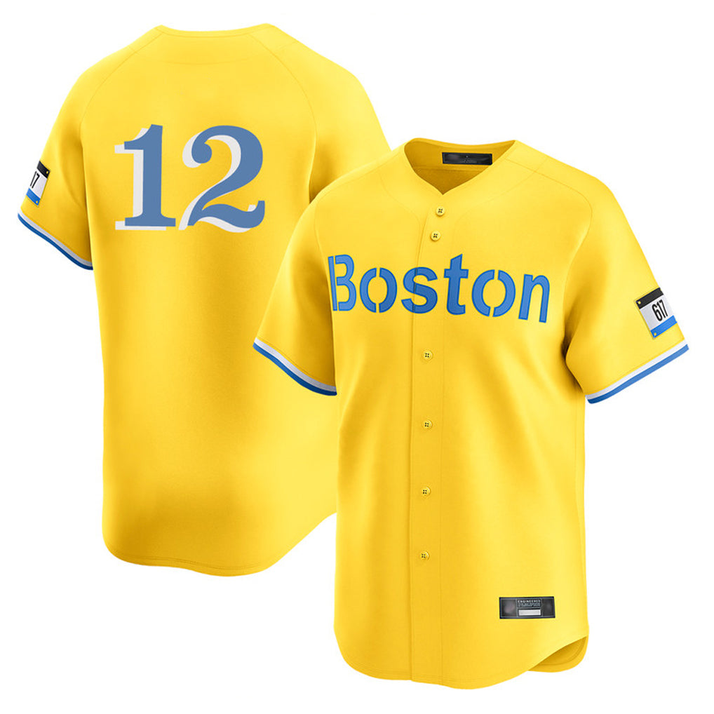 Arlishia B.Red Sox #12 Connor Wong Player Yellow Limited Home Game Stitched Jerseys