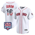 Arlishia B.Red Sox #16 Jarren Duran Player White USA 250 Fourth of July Limited Home Game Stitched Jerseys