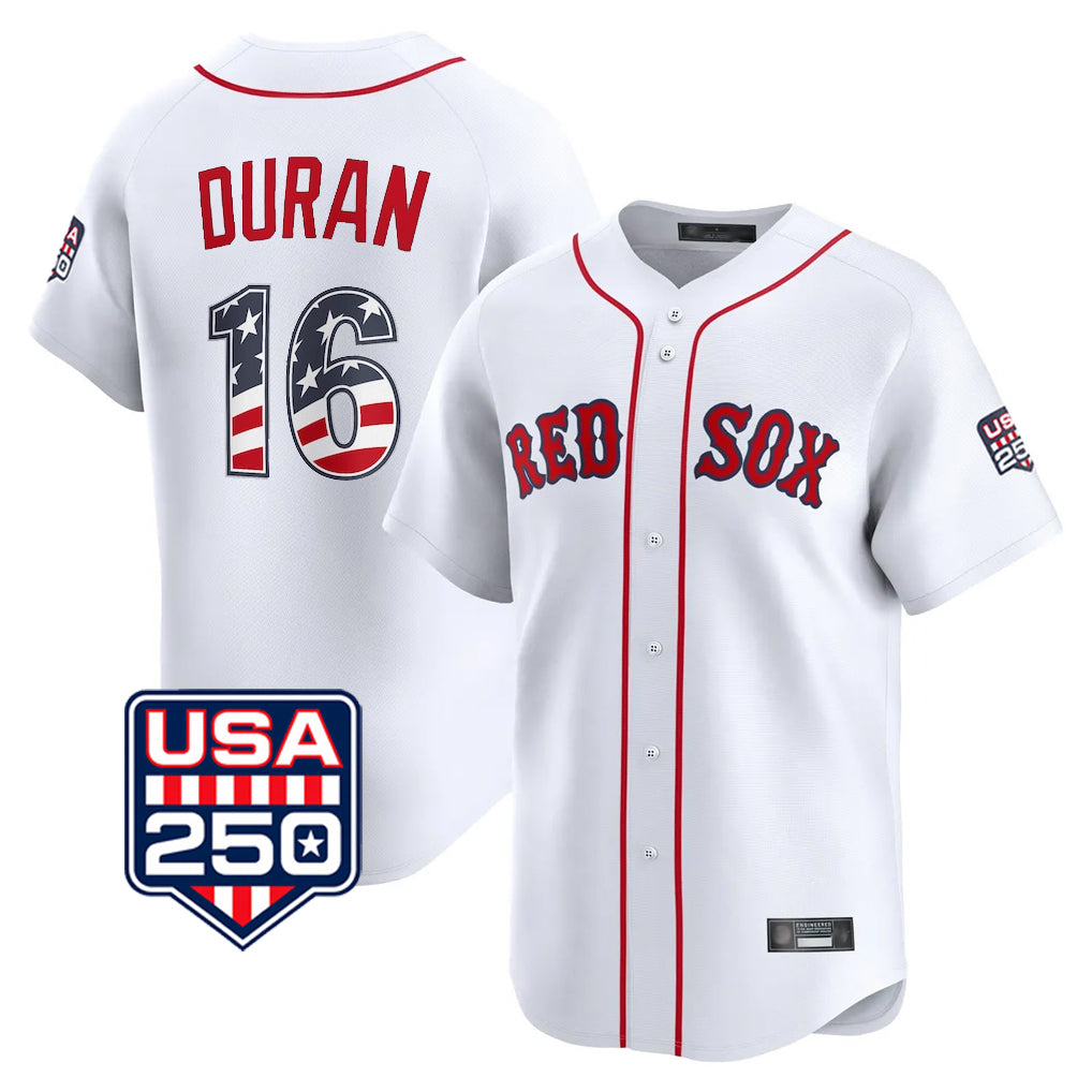 Arlishia B.Red Sox #16 Jarren Duran Player White USA 250 Fourth of July Limited Home Game Stitched Jerseys