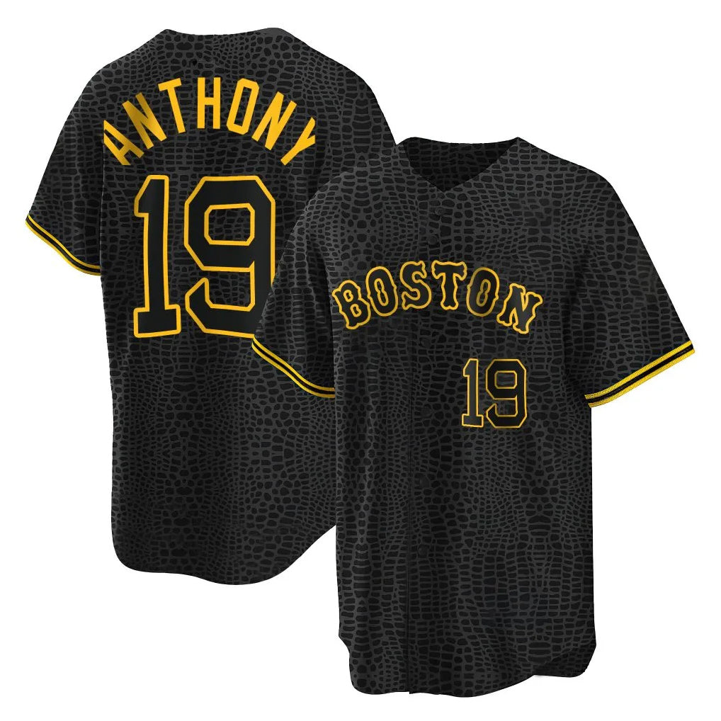Arlishia B.Red Sox #19 Roman Anthony Player Black Snake Skin City Home Game Stitched Jerseys