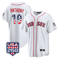 Arlishia B.Red Sox #19 Roman Anthony Player White USA 250 Fourth of July Home Game Stitched Jerseys