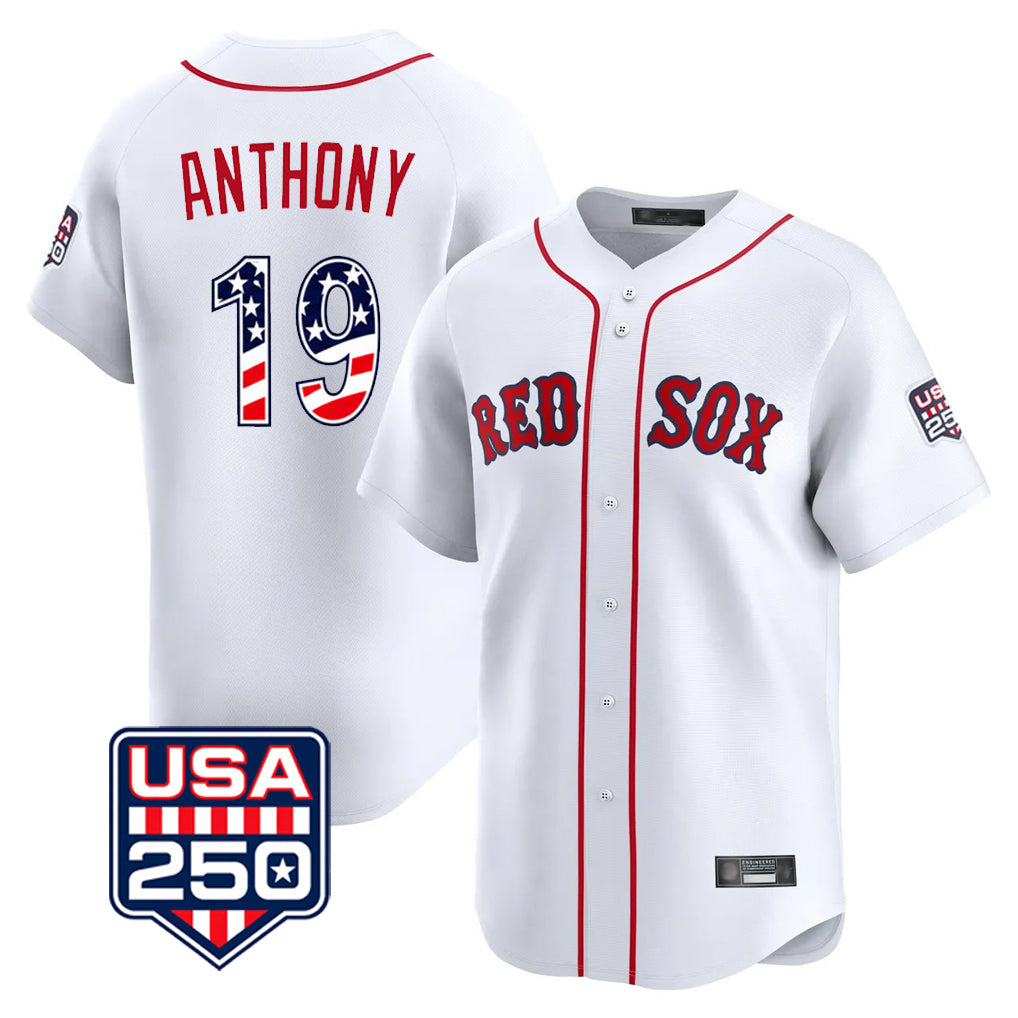 Arlishia B.Red Sox #19 Roman Anthony Player White USA 250 Fourth of July Limited Home Game Stitched Jerseys