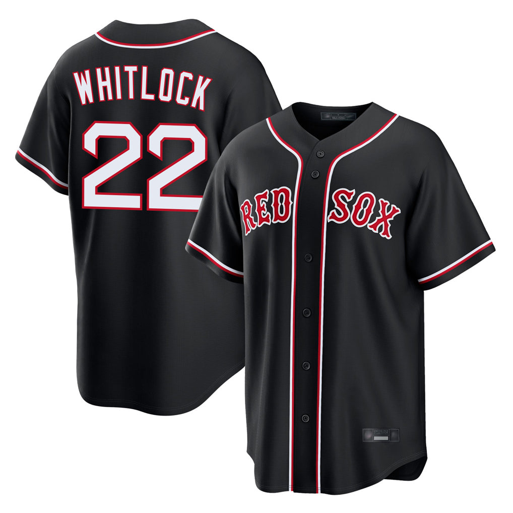 Arlishia B.Red Sox #22 Garrett Whitlock Player Black Out Home Game Stitched Jerseys
